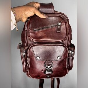 CENUNCO Leather Sling Bag Dark Brown